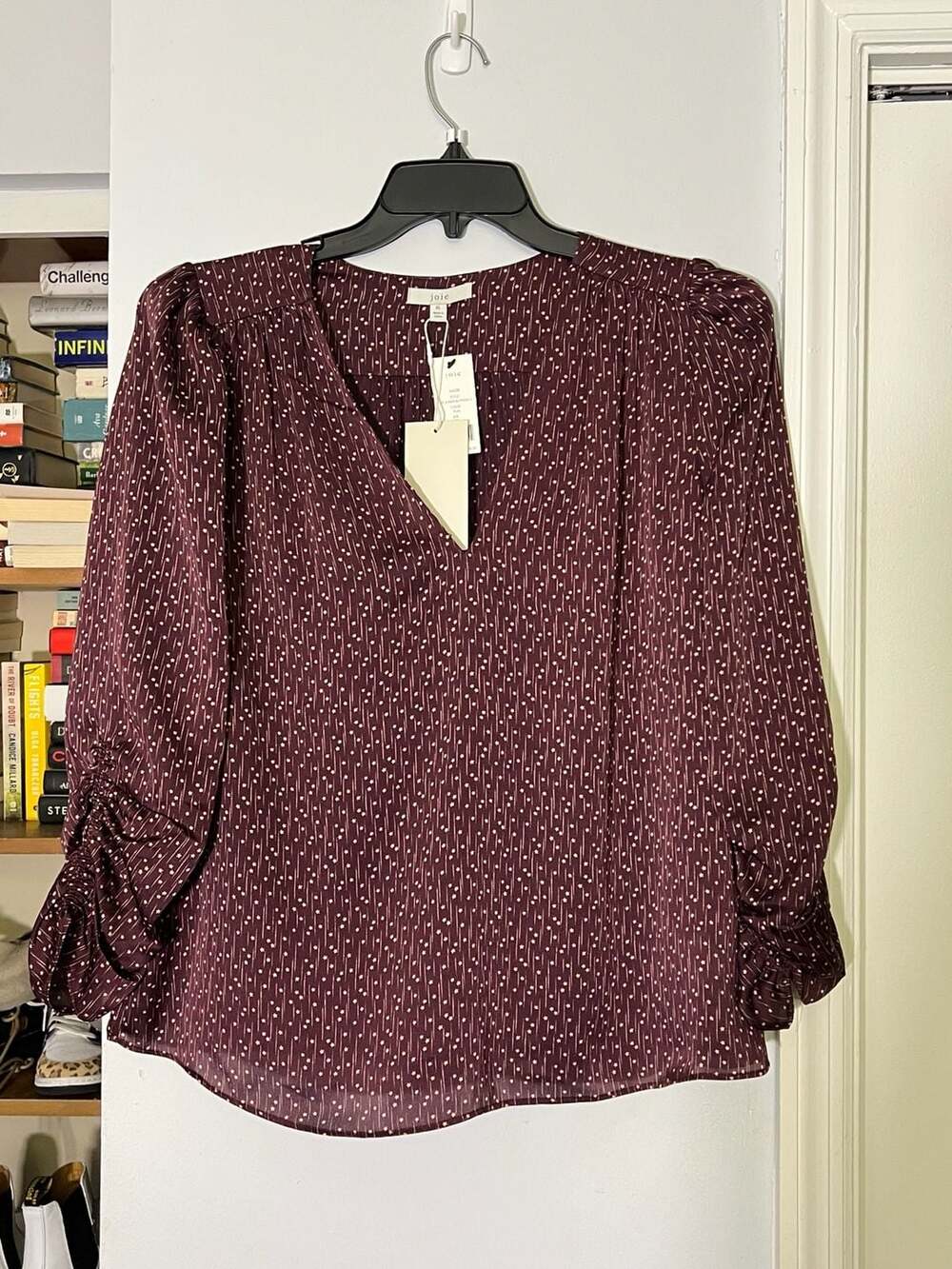 Joie Maizie Plum Star Print V-Neck Blouse